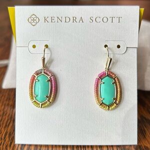 Kendra Scott Threaded Lee Drop Earrings Gold/Mint Magnesite